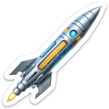 high tech missile with a transparent casing showing circuitry sticker