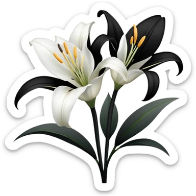 black and white lillies sticker
