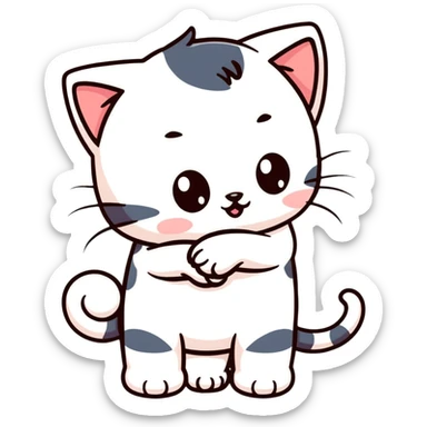 Kitten kissing another kitten in matching outfits sticker