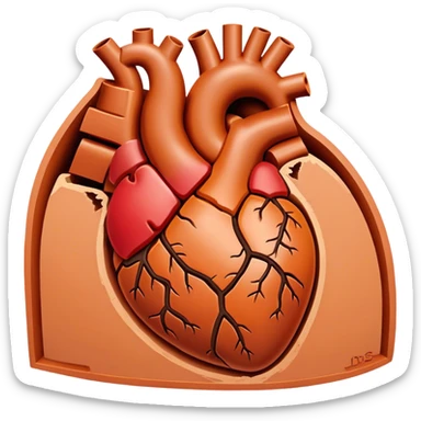 Heart cross section only contour in terracotta color  sticker