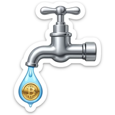 hazme una canilla y que las gotas de agua sean bitcoins sticker