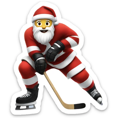 White Santa playing hockey sticker