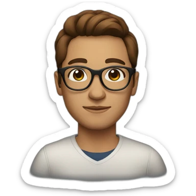 designer with round glasses, brown hair and a side parting sticker