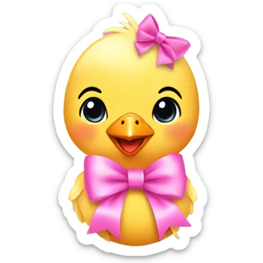 Baby chicken with pink bow sticker