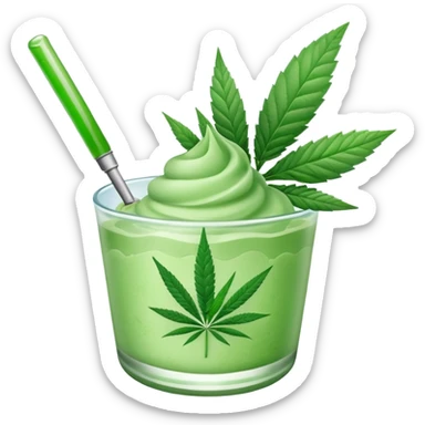 frozen dessert with cannabis leaf sticker