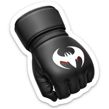MMA glove object icon, black fingerless fighting glove, glossy venom texture cartoon, mobile game icon style, centered, soft shadow, clean background. Black and white color scheme, venom symbiote style. sticker