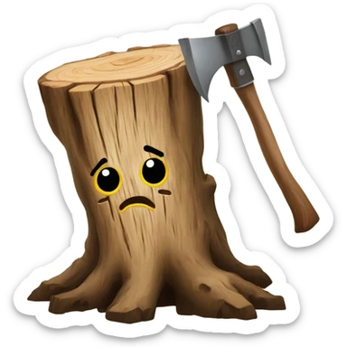 Tree stump with an axe cleaved in  it  sticker
