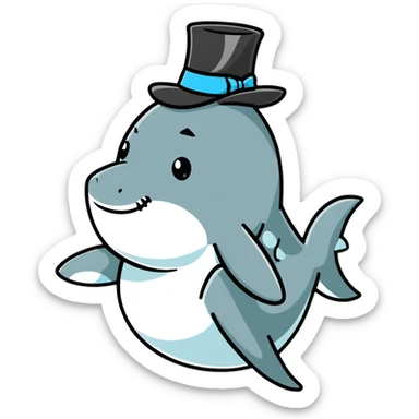 shark wearing a top hat sticker