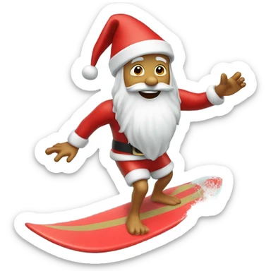 Santa on a surfboard surfing sticker