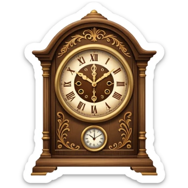 Vintage wooden table top clock sticker