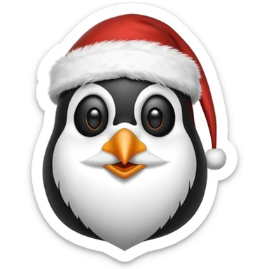 santa penguin with white beard sticker