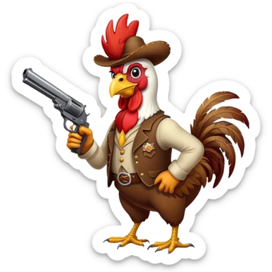 Cowboy rooster with a gun  sticker