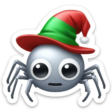 Silver cute Spider with a chrismas hat sticker