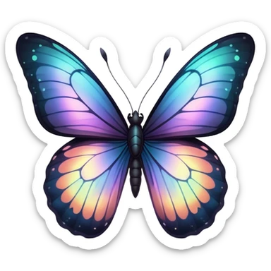 Dark iridescent butterfly glowing sticker