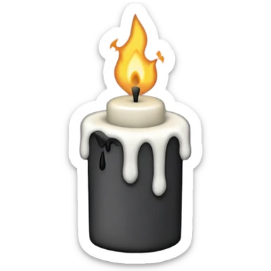 Minimalist emoji-style sticker of a candle with a broken or melted top and rising black smoke. No flame. Matte style. sticker
