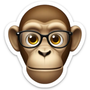 head of monkey with a glasses sticker