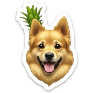 chien golden avec une tête d'ananas sticker