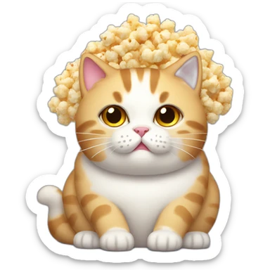 Fat popcorn cat sticker