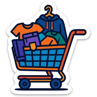 shopping cart with clothes sticker