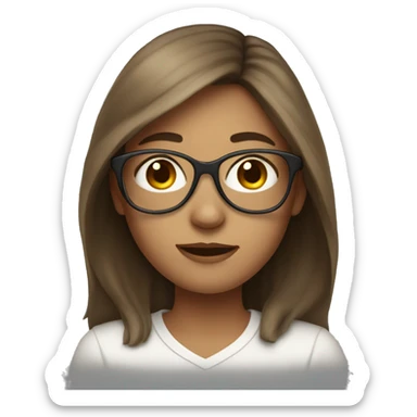 girl with long brown hair freckles and light colored glasses sticker