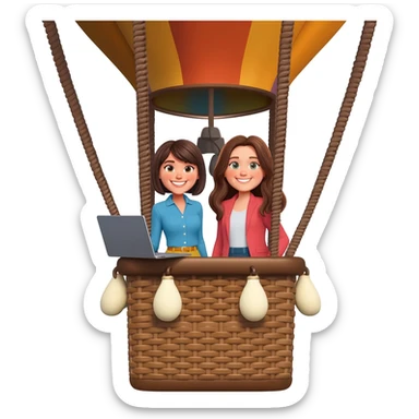 two female startup founders in a hot air balloon sticker