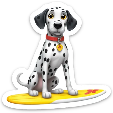 Dalmation on a surfboard sticker