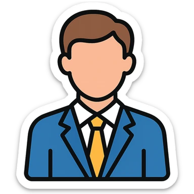 business man icon, simple and professional, colored sticker