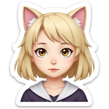 cute anime style catgirl with a cute expression sticker