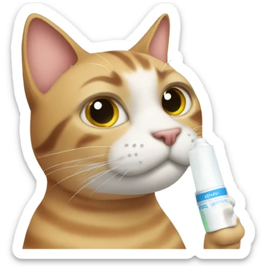 Cat with nose inhaler sticker