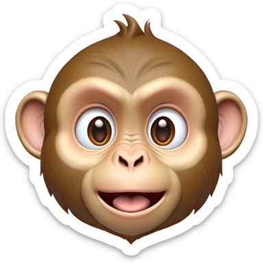 Cinematic Comical Macaque Portrait Emoji, Head tilted dramatically with an exaggeratedly shocked expression, featuring a dynamic, animated face with wide, comically expressive eyes full of humorous disbelief, Simplified yet hilariously expressive features, highly detailed, glowing with a slightly sassy glow, high shine, dramatic yet playful, stylized with an air of quirky primate attitude, soft glowing outline, capturing the essence of a meme-worthy macaque that looks ready to side-eye its way into viral fame! sticker