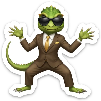 capitalist iguana banker godfather with black sunglasses breakdance sticker