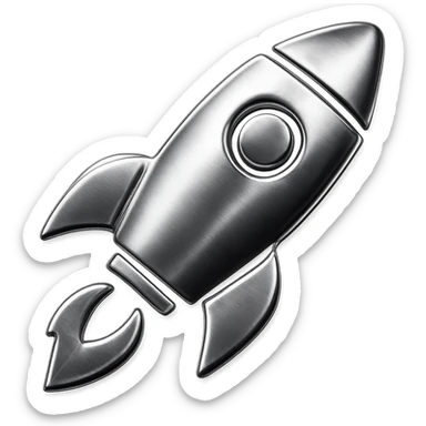 chrome style icon of a rocket ship sticker