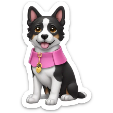 perra negra con collar rosa sticker