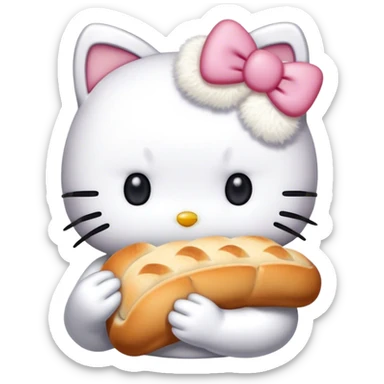 hello Kitty eating bread sticker
