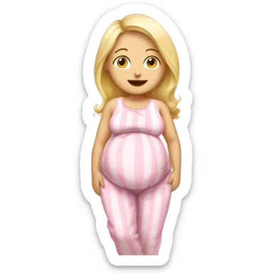 blonde pregnant woman in pajamas sticker