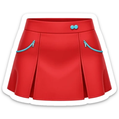 A 3D cartoon red skort (skirt-shorts combo) with gentle fabric folds and neat finish, isolated on plain background, Memoji-style. sticker