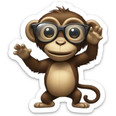 Dancing monkey with spectacles in rain sticker