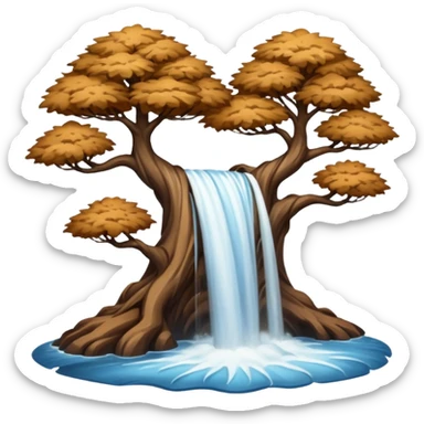 brown trees waterfall sticker