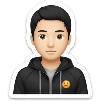 asian man in black sport zip hoodie sticker