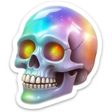 Rainbow Opal gemstone crystal skull sticker
