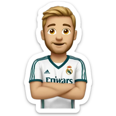 A man wearing a Real Madrid shirt 20 ans White people sticker