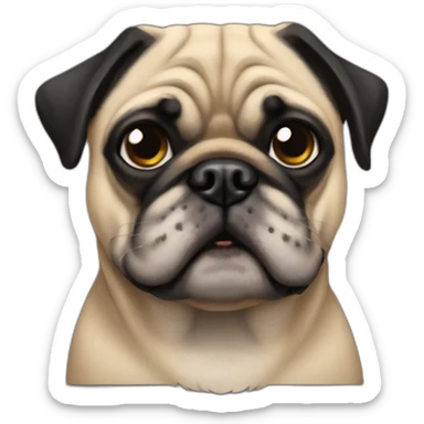 perro pug negro macho sticker