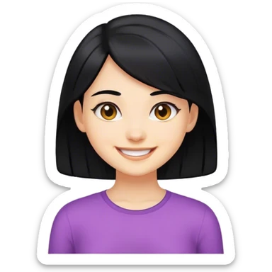 smiling girl with black hair sticker