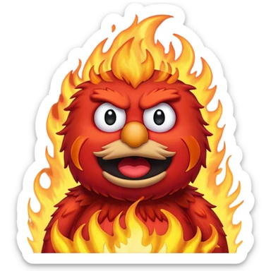 Elmo angry surrounded by fire sticker