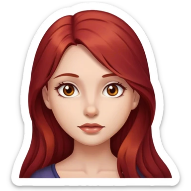 Girl with Long dark red hair and brown eyes sticker