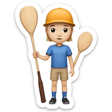 make a stick with legs and arms and a cute face with holding a wooden bat sticker