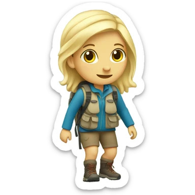 Blonde girl mountain hiking  sticker