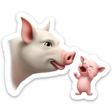 A cat hitting a pig nose  sticker