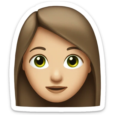 Girl with brown long straight hair and green eyes  sticker