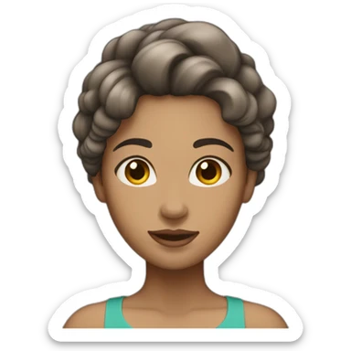 woman with marmaid hair in dark brown color and light skin sticker